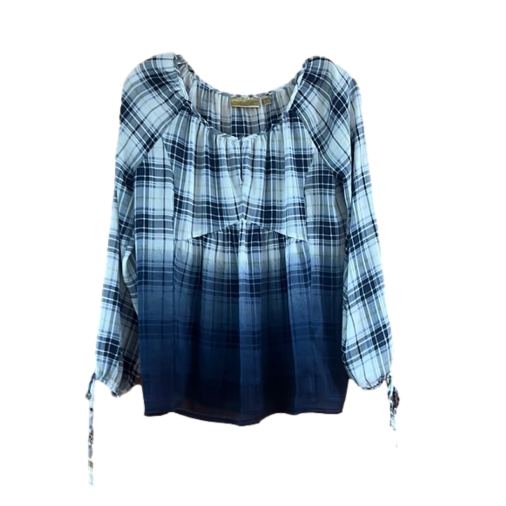 Princess Vera Wang Plaid Blouse Sheer Small